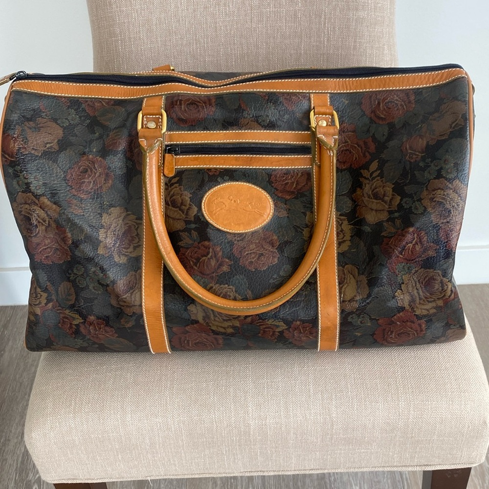 Vintage Longchamp Paris Genuine Leather Duffle